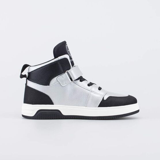 552350-14 Демисезонные ботинки-кеды для девочки для девочки серебристый + черный фото №2