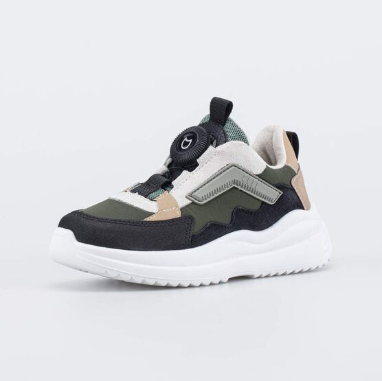 644517-11 Кроссовки с системой быстрой шнуровки для мальчики оливковый + черный