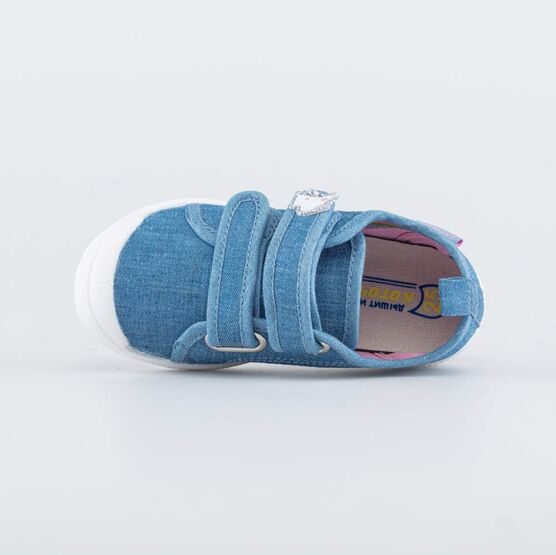 231219-11 Кеды на липучках Радужный единорог для девочки голубой фото №4