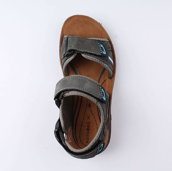 722005-75 Сандалии из натурального нубука для мальчика для мальчики серый фото №4