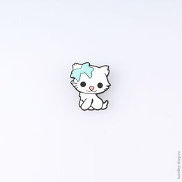 03014001-40 Украшение для обуви Кошка для девочки белый