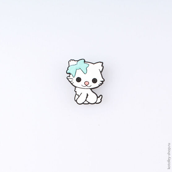 03014001-40 Украшение для обуви Кошка для девочки белый