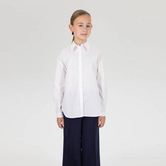 07803002-60 Белая блузка-рубашка для девочки для девочки белый фото №3