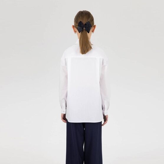 07803002-60 Белая блузка-рубашка для девочки для девочки белый фото №5