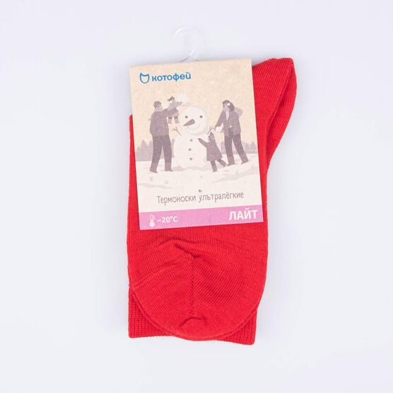 07742299-40 Тонкие термоноски Котофей Лайт красный для универсальные красный фото №3