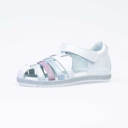 522150-21 Босоножки для девочки кожаные для девочки бел-срб