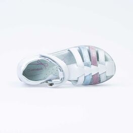 522150-21 Босоножки для девочки кожаные для девочки бел-срб фото №4