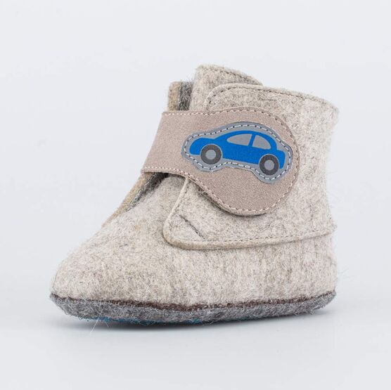 007013-44 Войлочные пинетки для мальчика Машинка для мальчики серый