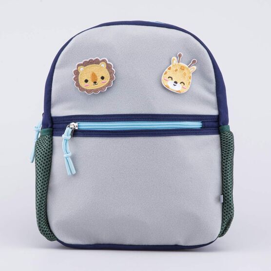 02710351-40 Рюкзак с патчами Зоопарк для мальчики синий, серый