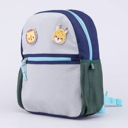 02710351-40 Рюкзак с патчами Зоопарк для мальчики синий, серый фото №2