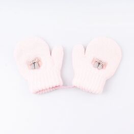 07821154-40 Варежки детские двухслойные св.розовые для девочки разноцветный