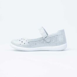 532234-27 Туфли-балетки для девочки кожаные для девочки серебристый фото №2