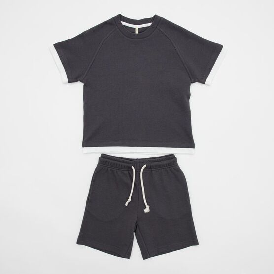 07764090-40 Вафельная футболка для мальчика серый для мальчики темно-серый фото №5