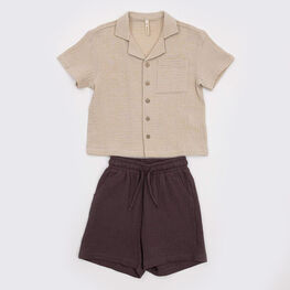 07764093-42 Летний костюм рубашка + шорты для мальчика для мальчики бежевый,коричневый