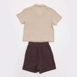 07764093-42 Летний костюм рубашка + шорты для мальчика для мальчики бежевый,коричневый фото №2