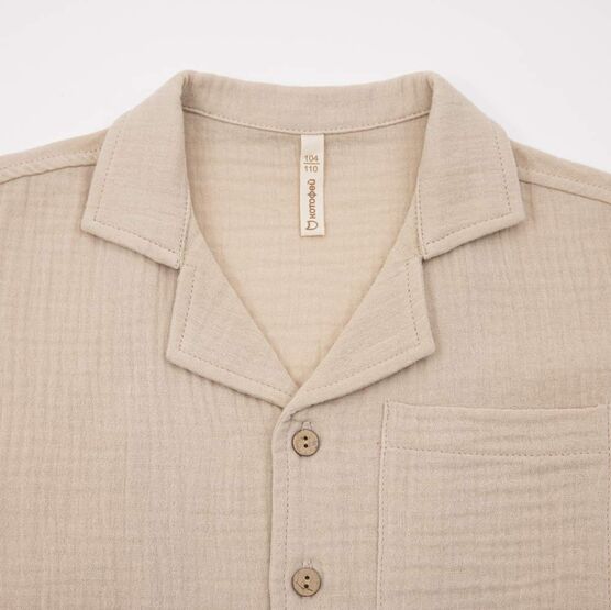 07764093-42 Летний костюм рубашка + шорты для мальчика для мальчики бежевый,коричневый фото №3