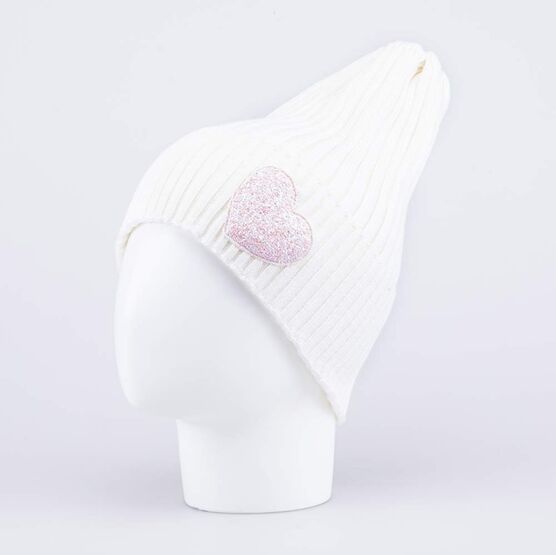 07811616-40 Шапка вязаная с подворотом беж-белая для девочки беж-бел