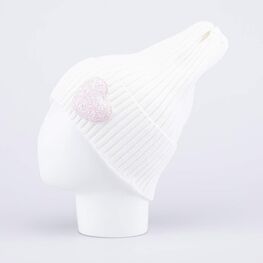 07811616-40 Шапка вязаная с подворотом беж-белая для девочки беж-бел фото №2