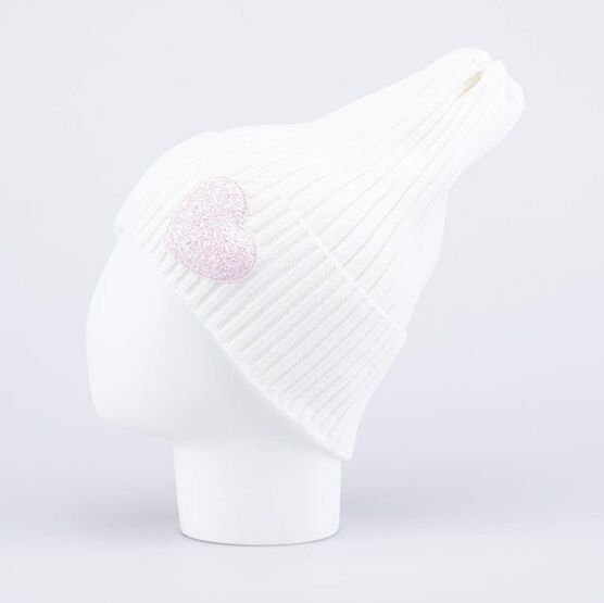 07811616-40 Шапка вязаная с подворотом беж-белая для девочки беж-бел фото №2