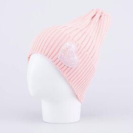 07811622-40 Шапка детская вязаная роз-бежевая для девочки роз-беж