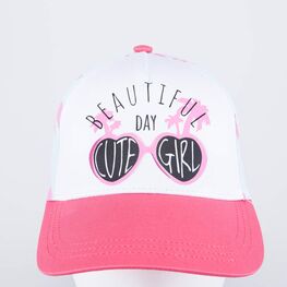 07809009-40 Кепка-бейсболка Пальмы белый-розовый для девочки белый + розовый фото №3