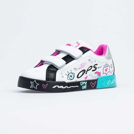 534043-73 Полуботинки для девочки бел-чер