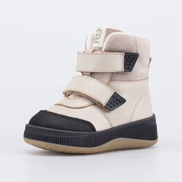 152393-53 Зимние ботинки с мехом для девочки бежевый + черный