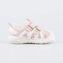 144282-11 Детские кроссовки на липучках для девочки розовый + бежевый фото №2