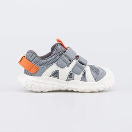 144282-12 Детские кроссовки на липучках для мальчики серый + бежевый фото №2
