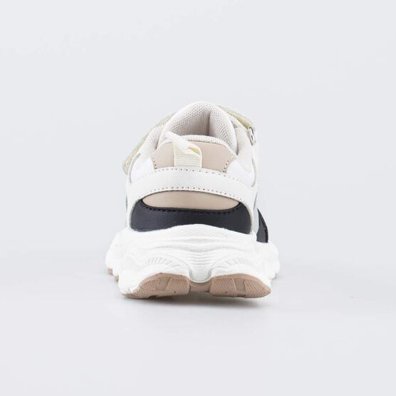 144287-71 Детские кроссовки на липучках для мальчики бежевый + черный фото №5