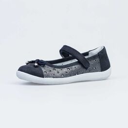 532233-22 Кожаные туфли с ремешком для девочки светло-синий