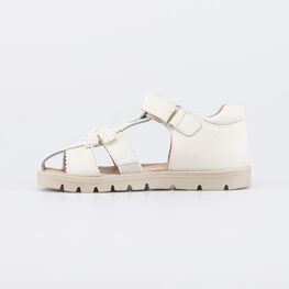 322215-21 Кожаные сандалии с бантиком для девочки бежевый фото №2