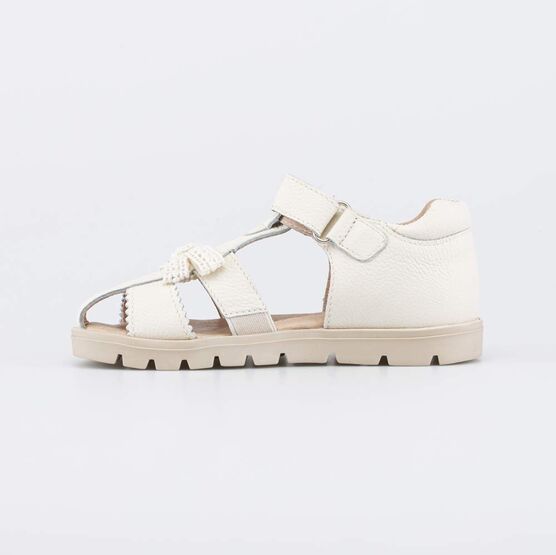 322215-21 Кожаные сандалии с бантиком для девочки бежевый фото №2