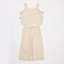 07864094-40 Летний костюм топ + брюки для девочки для девочки бежевый