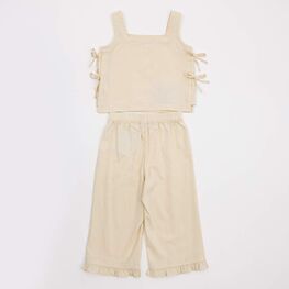 07864094-40 Летний костюм топ + брюки для девочки для девочки бежевый фото №2