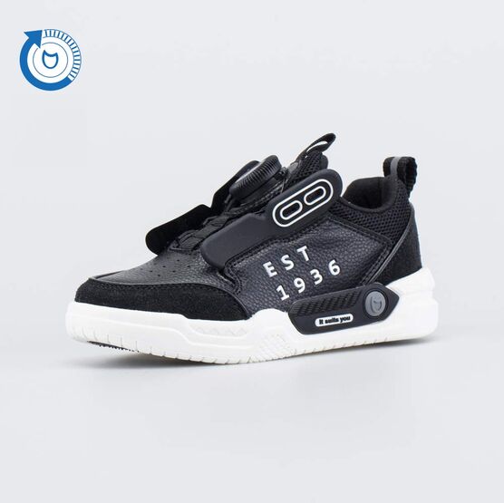 644474-71 Кожаные кроссовки на белой подошве 1936 для мальчики черный