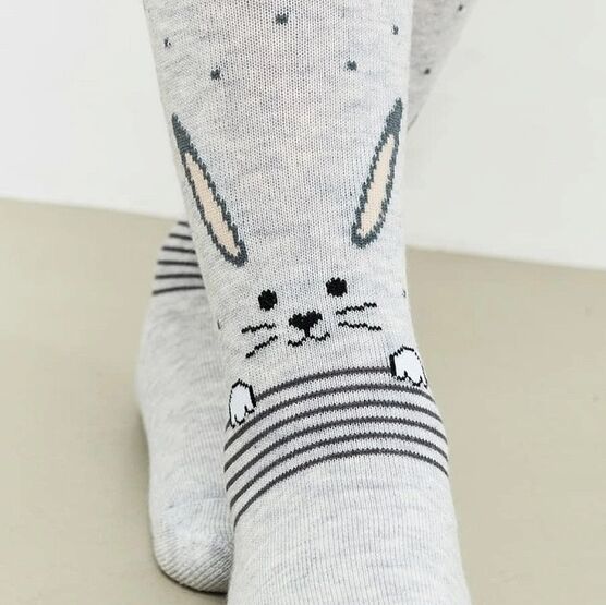 07832290-41 Колготки детские серые Зайки для девочки серый меланжевый фото №2