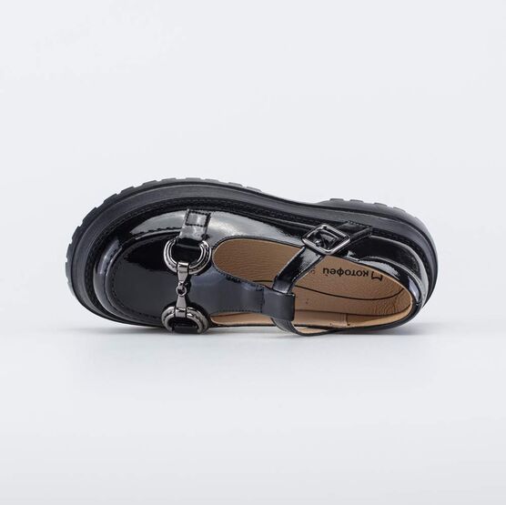 632362-22 Лакированные туфли в школу для девочки черный фото №4