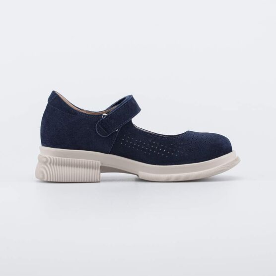 632370-22 Кожаные туфли в школу темно-синий для девочки темно-синий фото №2