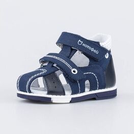 022145-22 Кожаные сандалии Первые шаги для мальчики синий