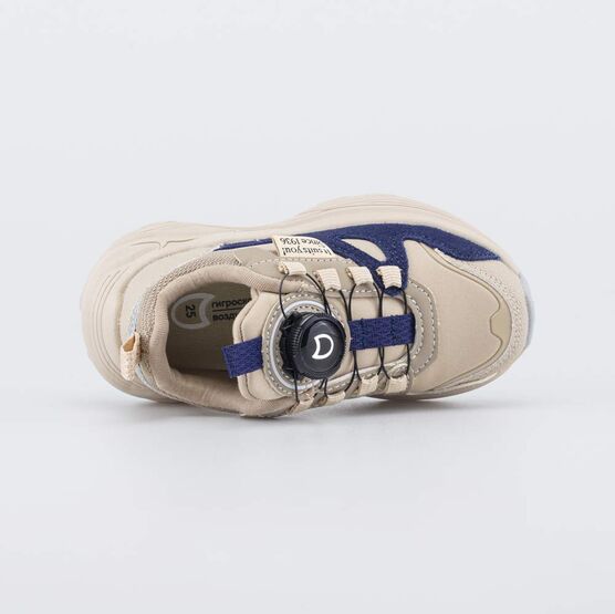 644516-13 Кроссовки с быстрой шнуровкой для мальчики бежевый,синий фото №4