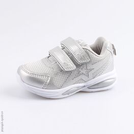 344214-73 Кроссовки с LED-подсветкой на подошве для девочки серебрист.