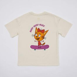 07802048-40 Футболка детская Три кота бежевый для девочки бежевый фото №2