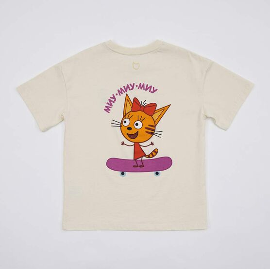 07802048-40 Футболка детская Три кота бежевый для девочки бежевый фото №2