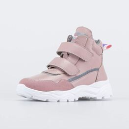 552256-34 Демисезонные ботинки на липучках STYLE розовые для девочки розовый