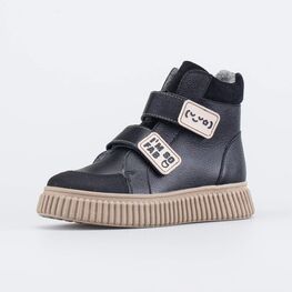 552296-33 Утепленные ботинки для девочки для девочки черный + бежевый