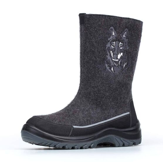 967051-41 Высокие валенки Волк для мальчики серый