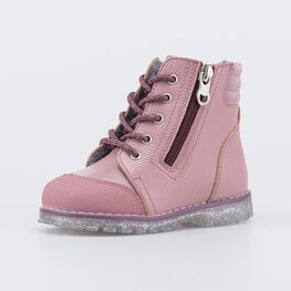 152292-30 Утепленные кожаные ботинки для девочки для девочки розовый