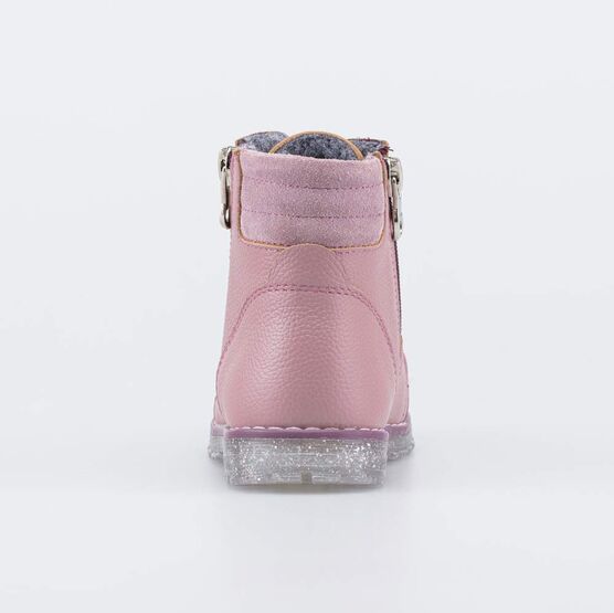 152292-30 Утепленные кожаные ботинки для девочки для девочки розовый фото №5