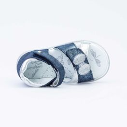 122156-22 Нарядные босоножки для девочки для девочки син-срб фото №4